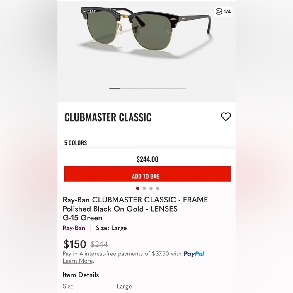 Ray-Ban Clubmaster Sunglasses Polarized, NEW! - Picture 10 of 10